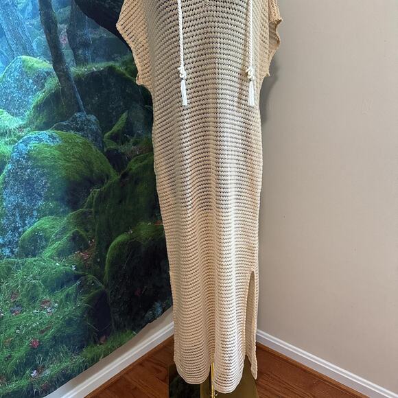 beige crochet beach cover up maxi dress resortwear boho - Picture 5 of 7